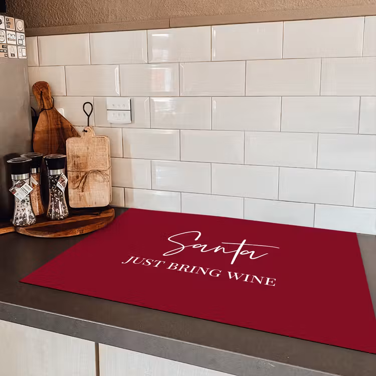 Santa - Wine - Rood - Kerst - Kerstman Inductie beschermer vinyl 3mm klein -sfeer3