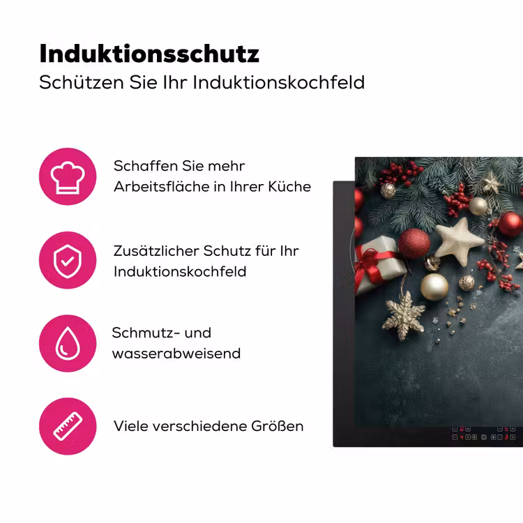 Kerstomlijsting - Hulst - Kleurrijk Inductie beschermer vinyl 3mm klein -zzzzzzz-lf-ups