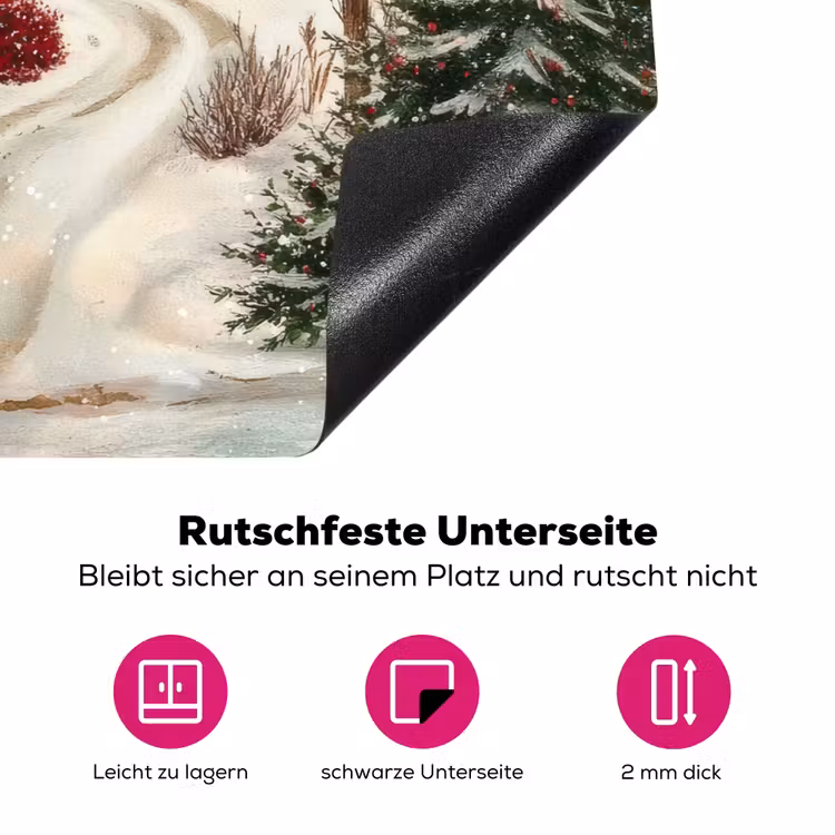 Kerstsfeer - Landelijk - Rood Inductie beschermer vinyl 3mm klein -zzzzzzz-lf-onderkant