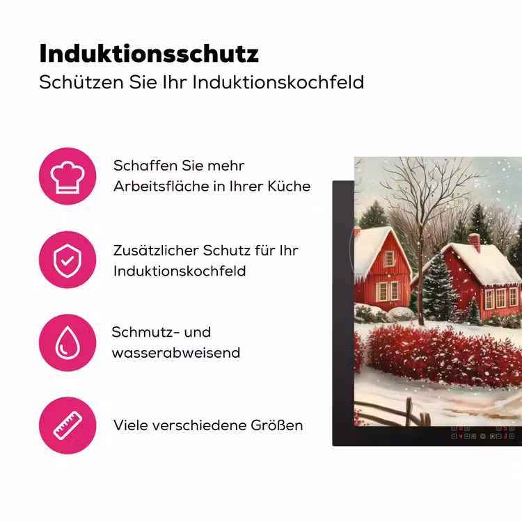 Kerstsfeer - Landelijk - Rood Inductie beschermer vinyl 3mm klein -zzzzzzz-lf-ups