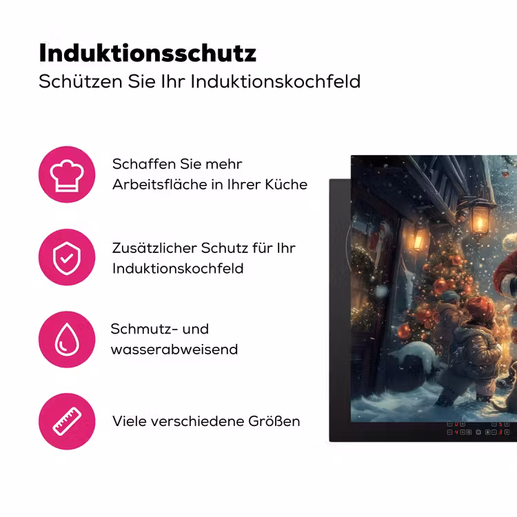 Kerstvreugde - Sneeuw - Kleurrijk Inductie beschermer vinyl 3mm klein -zzzzzzz-lf-ups