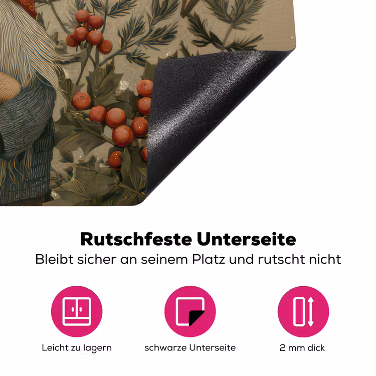 Kerstgnome - Konijntjes - Kleurrijk Inductie beschermer vinyl 3mm klein -zzzzzzz-lf-onderkant