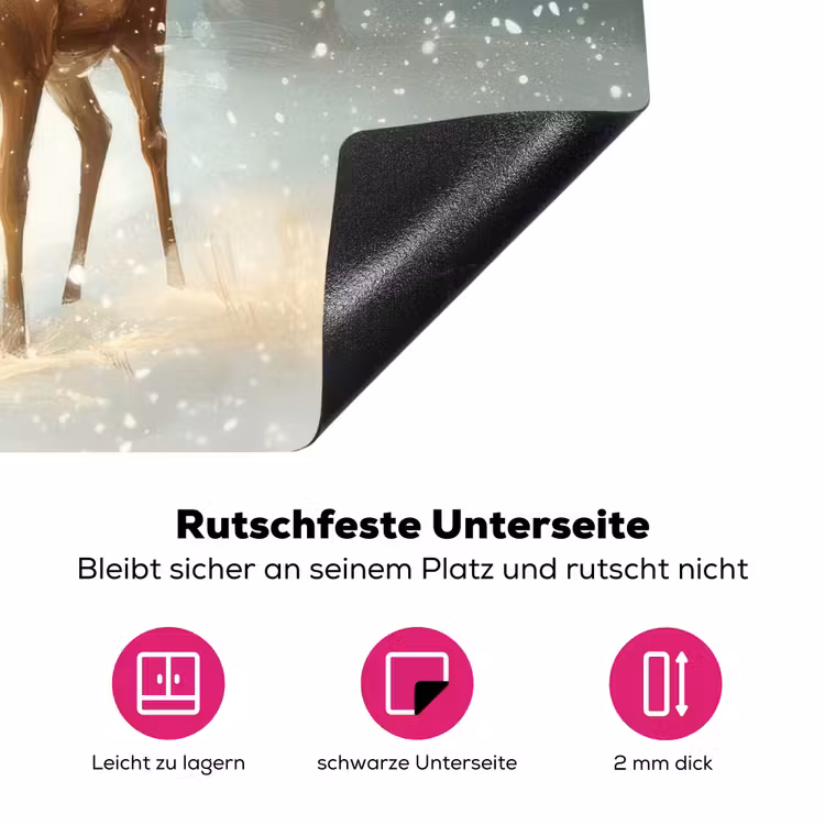 Kerstmagie - Winterwoud - Rendier Inductie beschermer vinyl 3mm klein -zzzzzzz-lf-onderkant