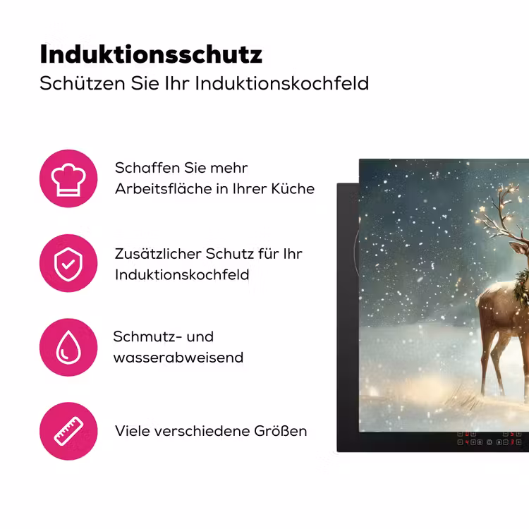 Kerstmagie - Winterwoud - Rendier Inductie beschermer vinyl 3mm klein -zzzzzzz-lf-ups