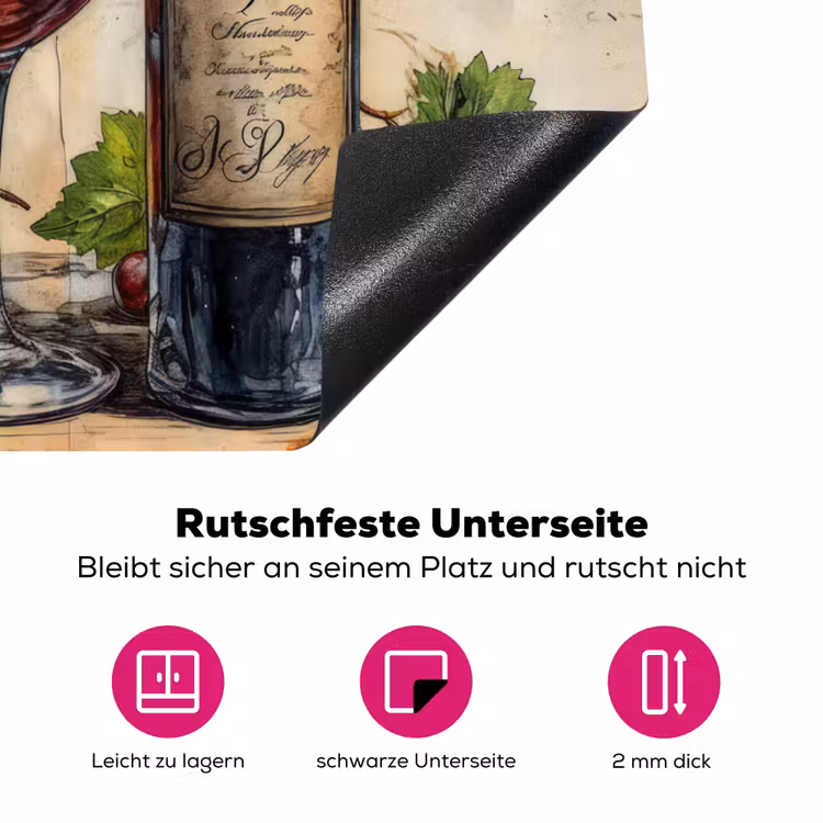 Wijn - Druiven - Drank - Wijnglas - Fruit Inductie beschermer vinyl 3mm middel -zzzzzzz-lf-onderkant
