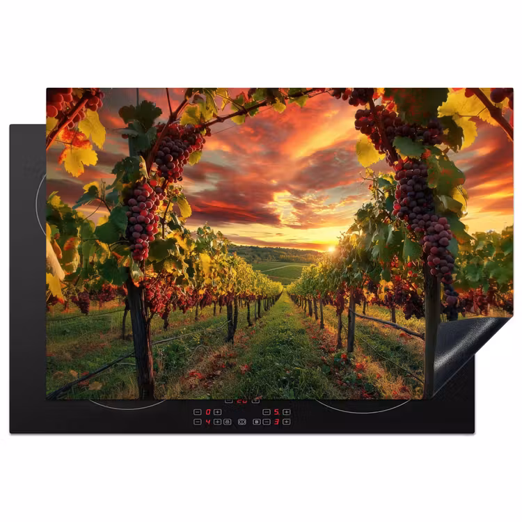 Wijngaard - Druiven - Zonsondergang Inductie beschermer vinyl 3mm klein -3d