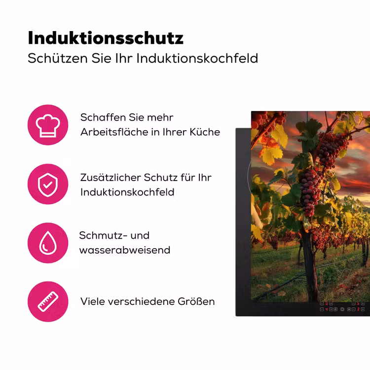 Wijngaard - Druiven - Zonsondergang Inductie beschermer vinyl 3mm klein -zzzzzzz-lf-ups
