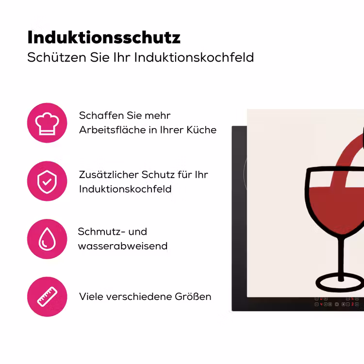 Wijnfles - Quote - Rood - Glas Inductie beschermer vinyl 3mm klein -zzzzzzz-lf-ups