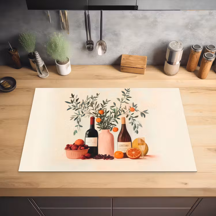 Wijnflessen - Takken - Sinaasappels Inductie beschermer vinyl 3mm klein -sfeer5