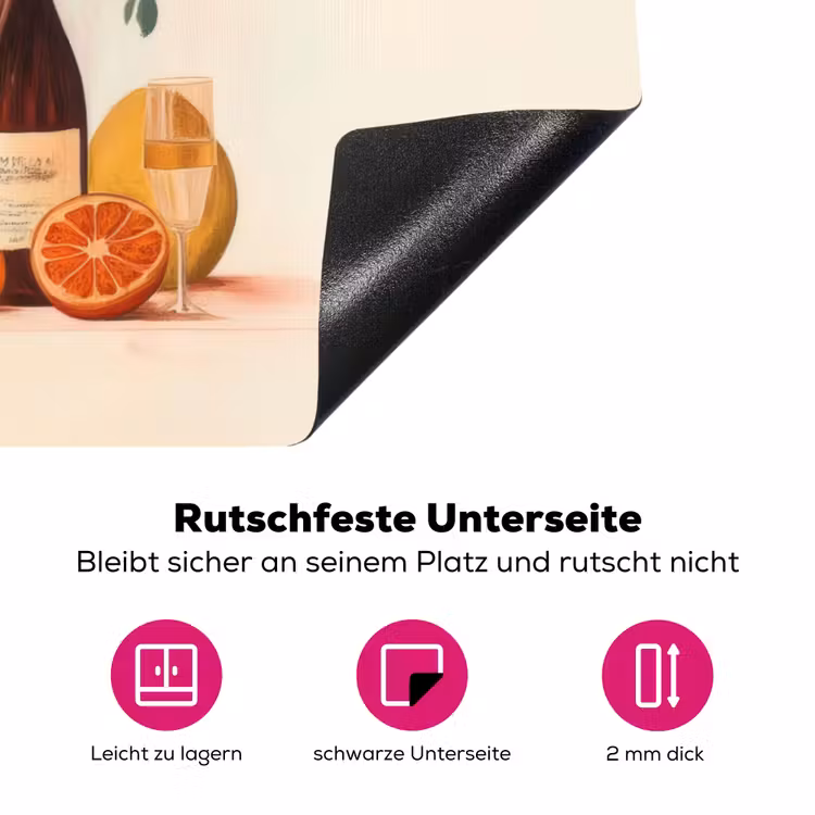 Wijnflessen - Takken - Sinaasappels Inductie beschermer vinyl 3mm klein -zzzzzzz-lf-onderkant