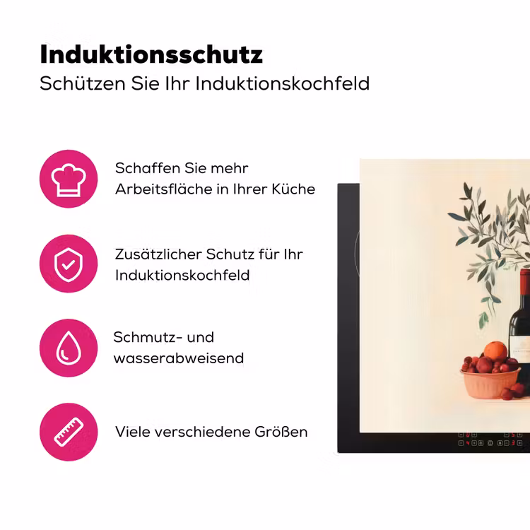 Wijnflessen - Takken - Sinaasappels Inductie beschermer vinyl 3mm klein -zzzzzzz-lf-ups