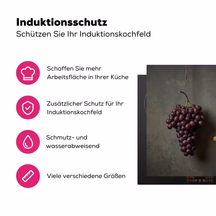 Druiven - Kleurrijk - Muur Inductie beschermer vinyl 3mm klein -zzzzzzz-lf-ups