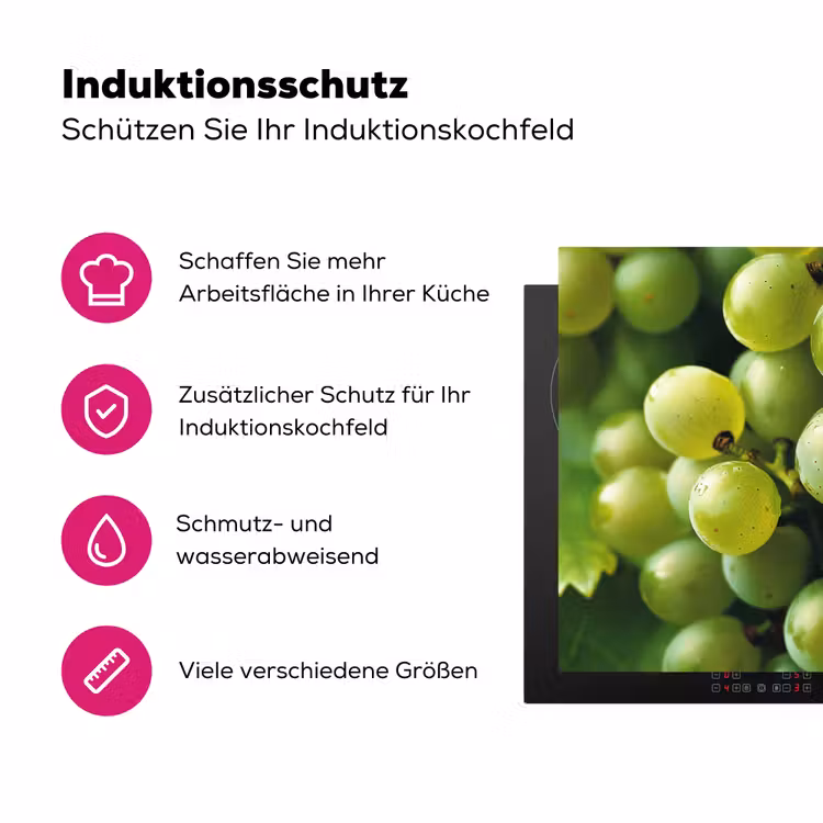 Druiven - Tros - Groen Inductie beschermer vinyl 3mm klein -zzzzzzz-lf-ups