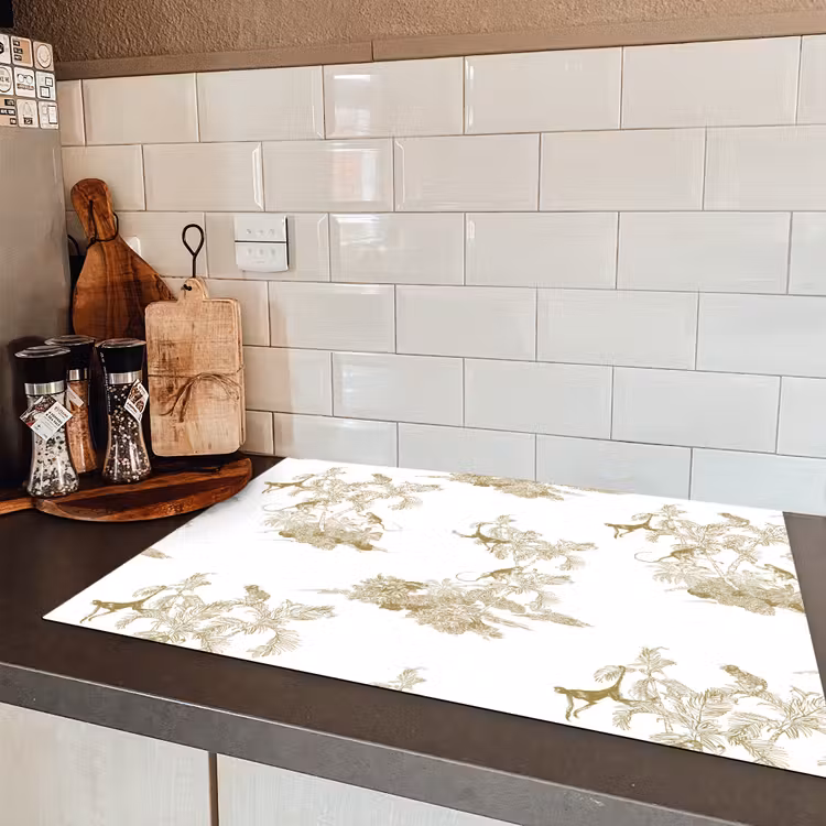 Wit - Apen - Beige Inductie beschermer vinyl 3mm klein 276 -sfeer3