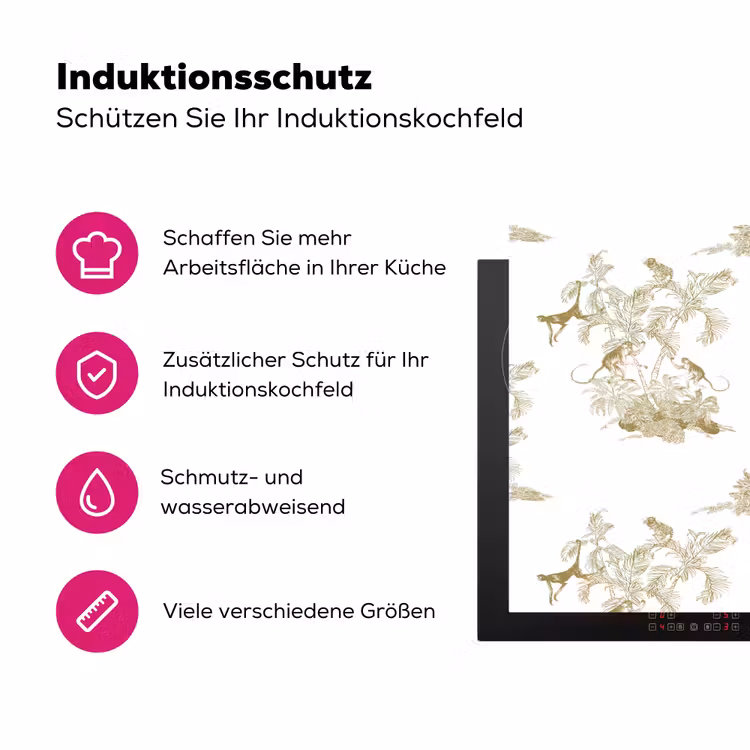 Wit - Apen - Beige Inductie beschermer vinyl 3mm klein 276 -zzzzzzz-lf-ups