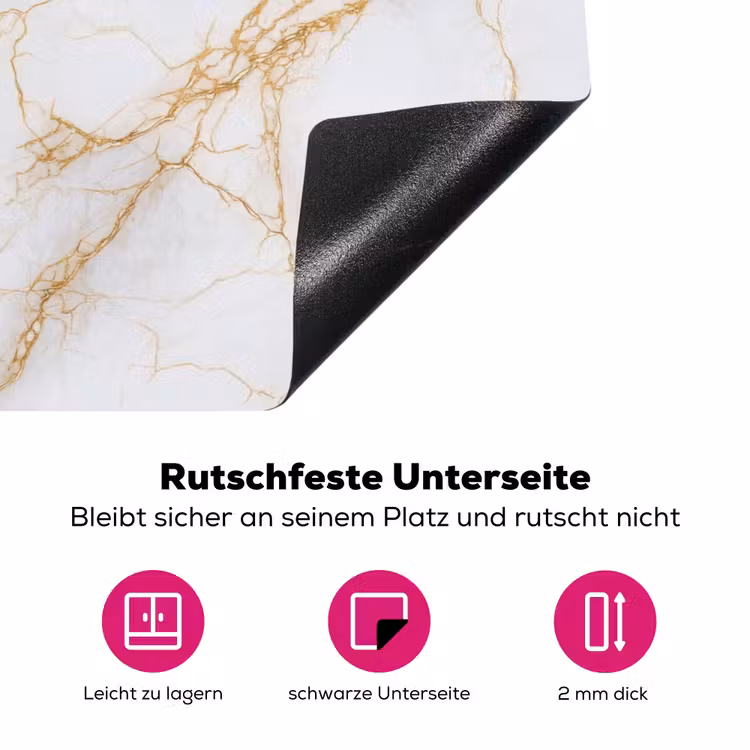 Wit - Goud - Marmer - Aders Inductie beschermer vinyl 3mm klein 276 -zzzzzzz-lf-onderkant