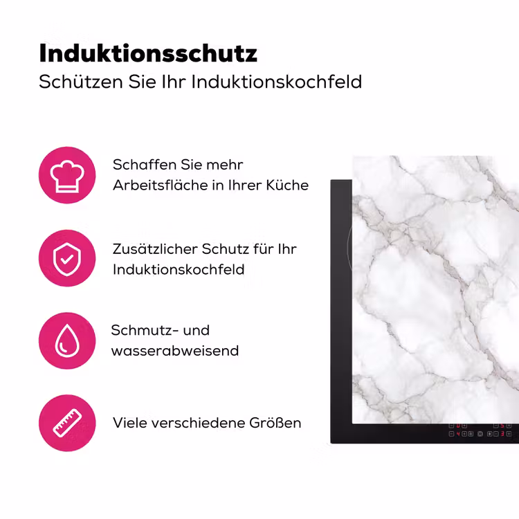 Wit - Marmer - Bruin Inductie beschermer vinyl 3mm klein 276 -zzzzzzz-lf-ups