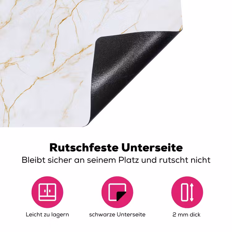 Wit - Marmer - Goud - Luxueus Inductie beschermer vinyl 3mm klein 276 -zzzzzzz-lf-onderkant