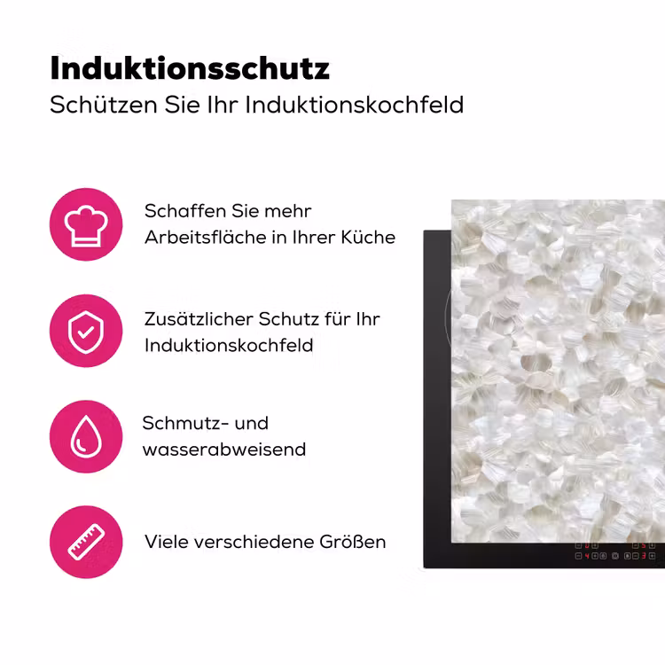 Wit - Penseelstreken - Reliëfeffect Inductie beschermer vinyl 3mm klein 276 -zzzzzzz-lf-ups