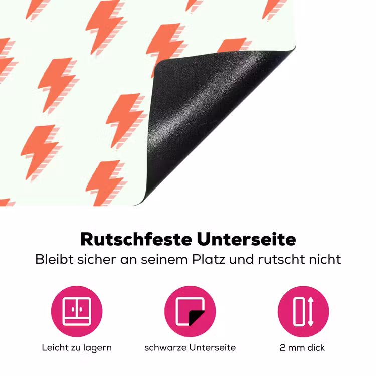 Wit - Rode - Bliksem Inductie beschermer vinyl 3mm klein 276 -zzzzzzz-lf-onderkant