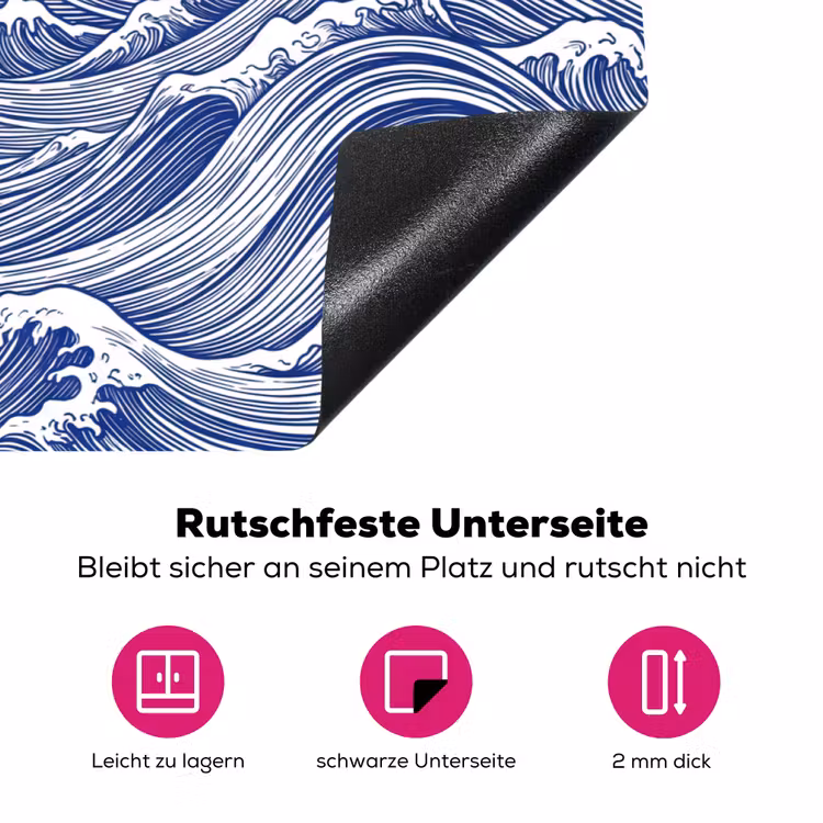 Golf - Japans - Zee - Illustratie - Blauw Inductie beschermer vinyl 3mm klein -zzzzzzz-lf-onderkant