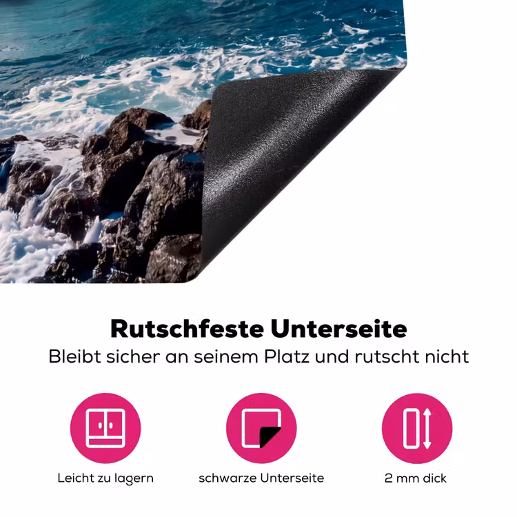 Golf - Oceaan - Brekend - Water - Blauw Inductie beschermer vinyl 3mm middel -zzzzzzz-lf-onderkant