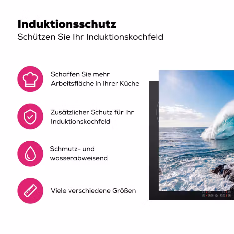 Golf - Oceaan - Brekend - Water - Blauw Inductie beschermer vinyl 3mm middel -zzzzzzz-lf-ups