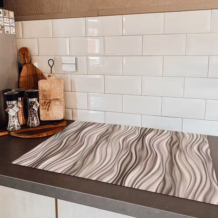 Golven - 3D - Crème Inductie beschermer vinyl 3mm klein 276 -sfeer3
