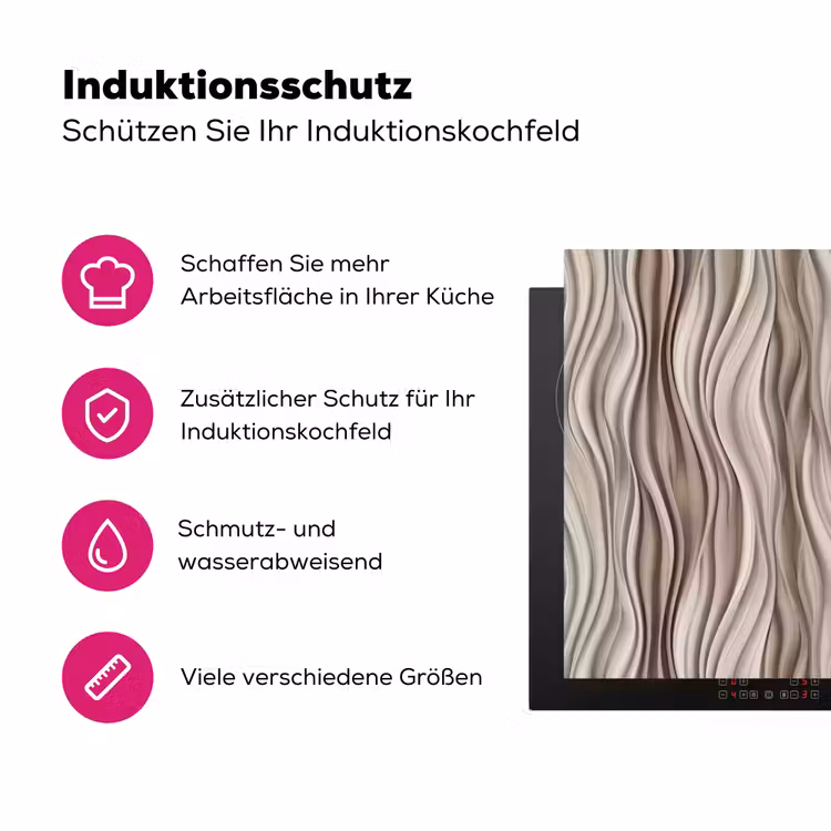 Golven - 3D - Crème Inductie beschermer vinyl 3mm klein 276 -zzzzzzz-lf-ups