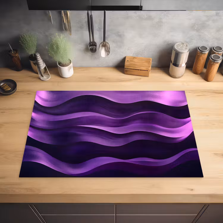 Golven - Abstract - Paars Inductie beschermer vinyl 3mm klein -sfeer5