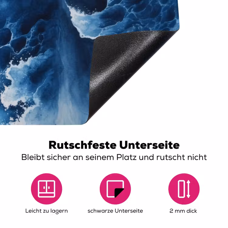 Golven - Blauw - Schuim Inductie beschermer vinyl 3mm klein -zzzzzzz-lf-onderkant