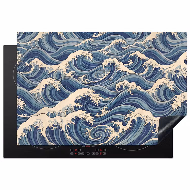Golven - Zee - Natuur - Abstract - Blauw Inductie beschermer vinyl 3mm klein -3d