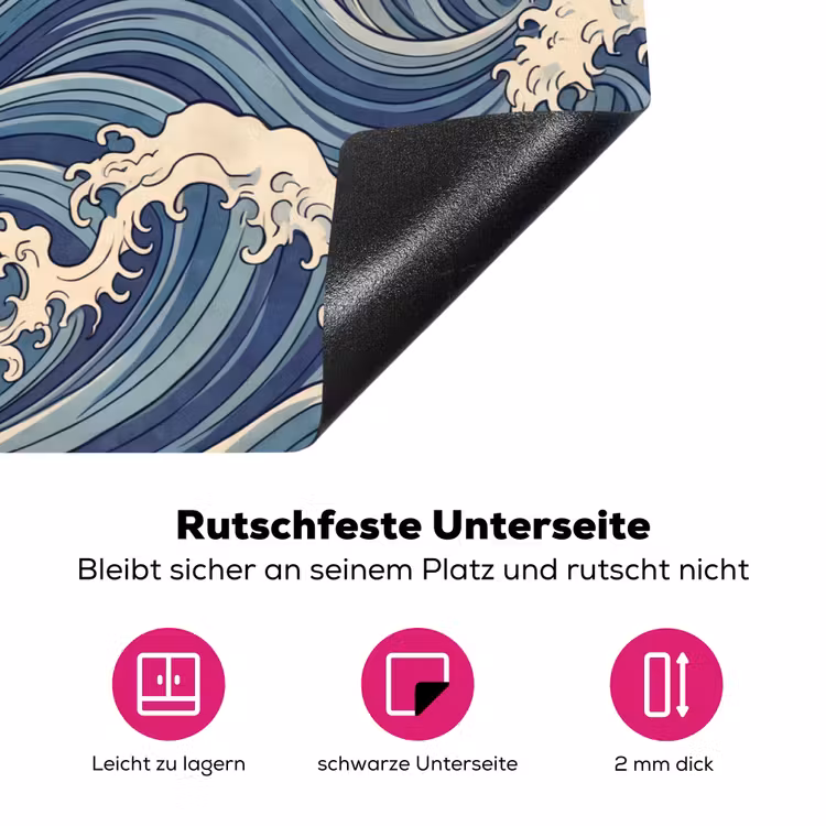 Golven - Zee - Natuur - Abstract - Blauw Inductie beschermer vinyl 3mm klein -zzzzzzz-lf-onderkant
