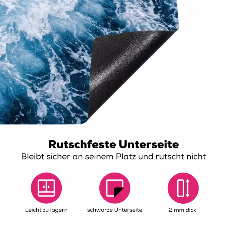 Golven - Oceaan - Blauw Inductie beschermer vinyl 3mm klein -zzzzzzz-lf-onderkant