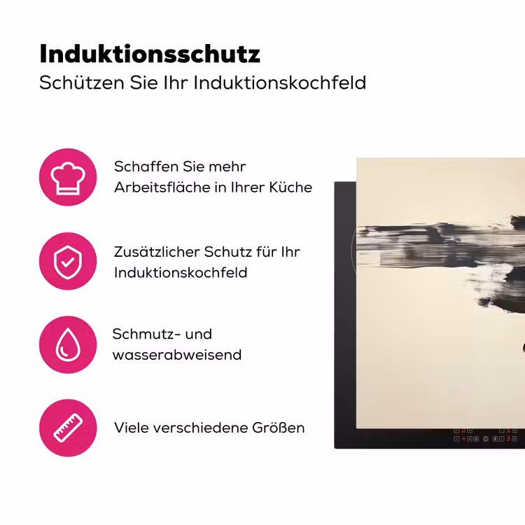 Golven - Penseelstreken - Beige - Minimalistisch Inductie beschermer vinyl 3mm klein -zzzzzzz-lf-ups