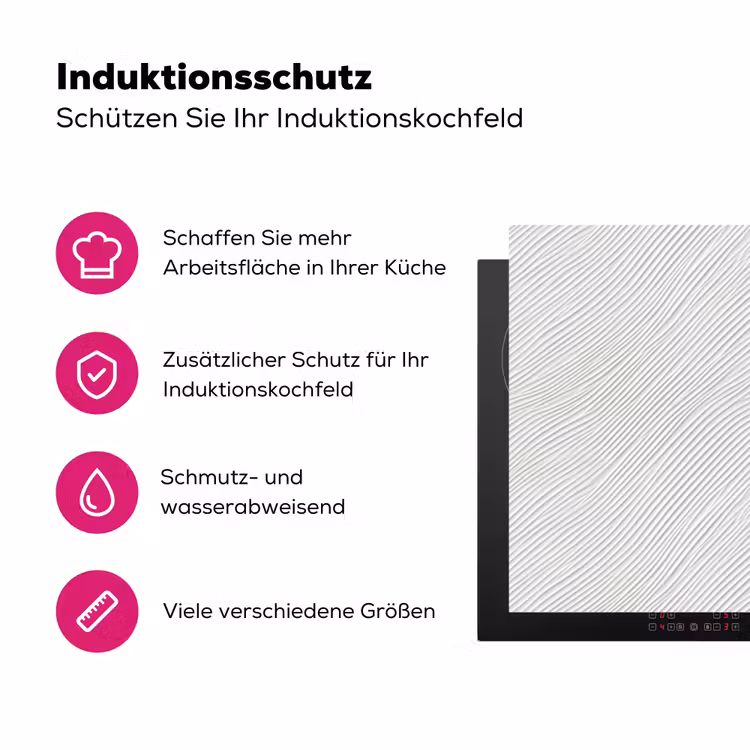 Golven - Ribbels - Wit Inductie beschermer vinyl 3mm klein 276 -zzzzzzz-lf-ups