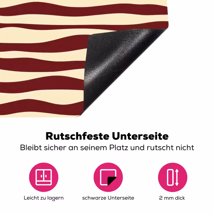 Golven - Rood - Patroon - Crème Inductie beschermer vinyl 3mm klein 276 -zzzzzzz-lf-onderkant