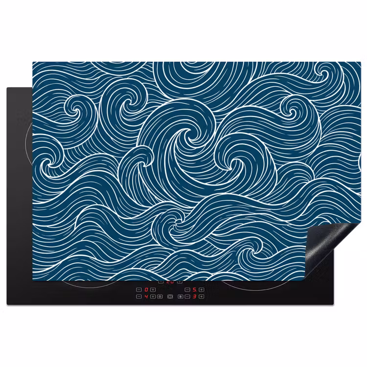 Golven - Spiraal - Water - Abstract - Blauw Inductie beschermer vinyl 3mm klein -3d