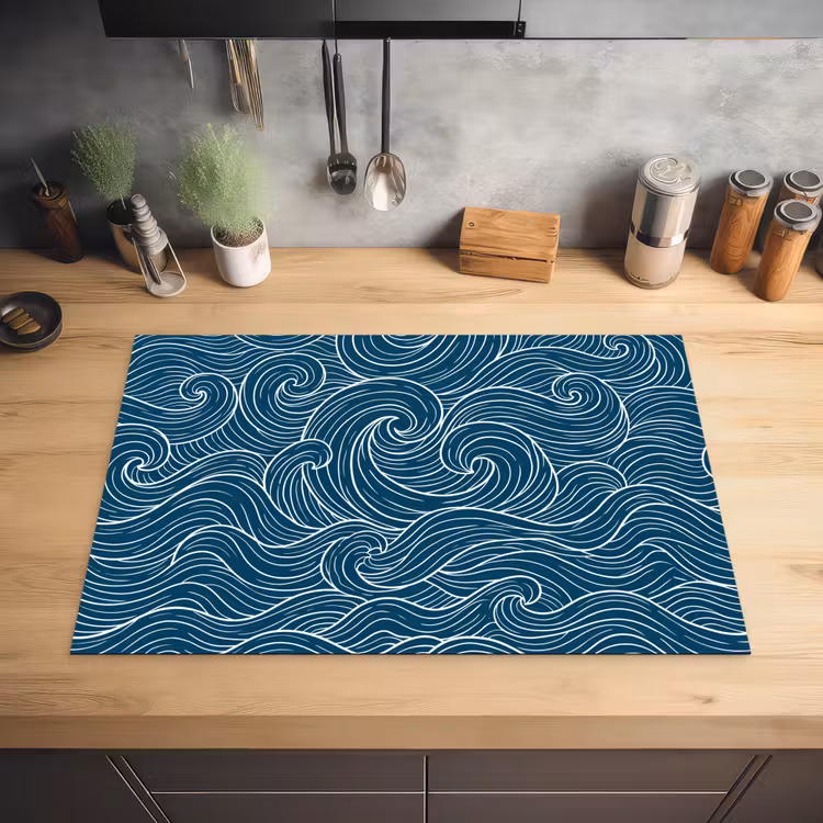 Golven - Spiraal - Water - Abstract - Blauw Inductie beschermer vinyl 3mm klein -sfeer5