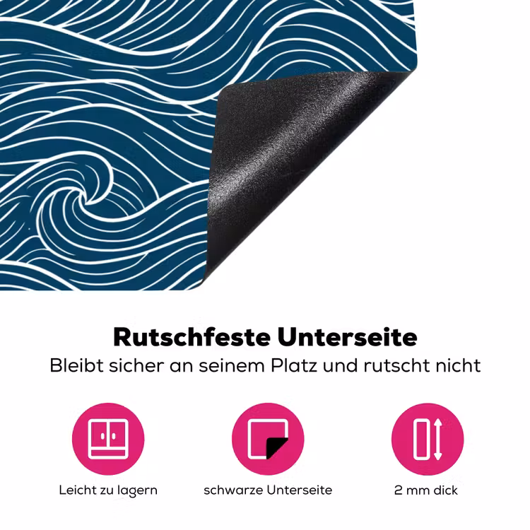 Golven - Spiraal - Water - Abstract - Blauw Inductie beschermer vinyl 3mm klein -zzzzzzz-lf-onderkant