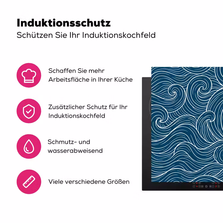 Golven - Spiraal - Water - Abstract - Blauw Inductie beschermer vinyl 3mm klein -zzzzzzz-lf-ups