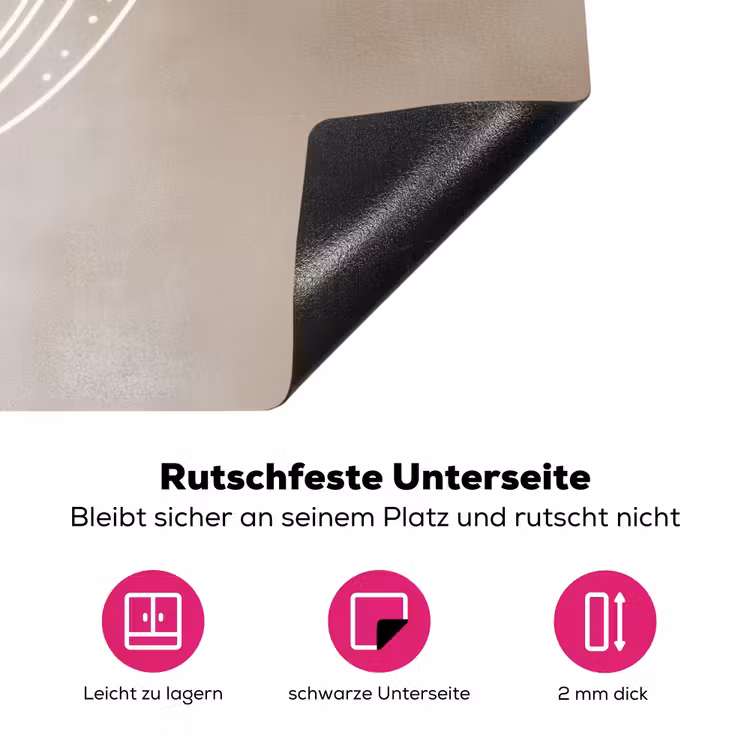Golvende lijnen - Vloeiend - Zandkleurig Inductie beschermer vinyl 3mm klein -zzzzzzz-lf-onderkant
