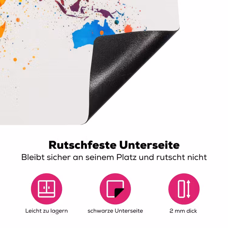 Wereldkaart - Graffiti - Kleurrijk Inductie beschermer vinyl 3mm klein -zzzzzzz-lf-onderkant