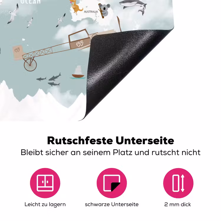 Wereldkaart - Kind - Vliegtuig Inductie beschermer vinyl 3mm klein -zzzzzzz-lf-onderkant