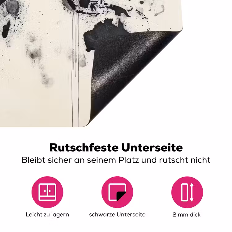 Wereldkaart - Zwart - Inkt Inductie beschermer vinyl 3mm klein -zzzzzzz-lf-onderkant