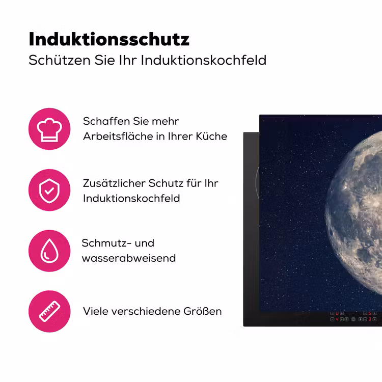 Ruimte - Maan - Kosmos Inductie beschermer vinyl 3mm klein -zzzzzzz-lf-ups