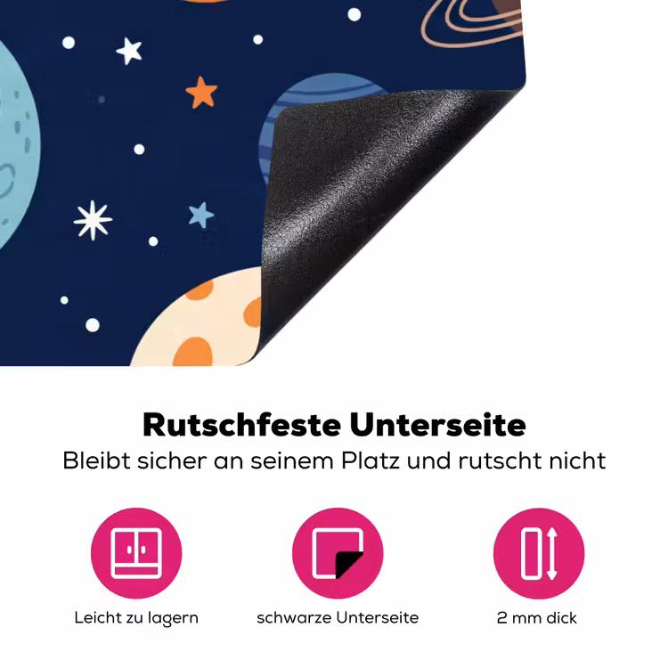 Ruimte - Planeten - Kleurrijk Inductie beschermer vinyl 3mm klein -zzzzzzz-lf-onderkant