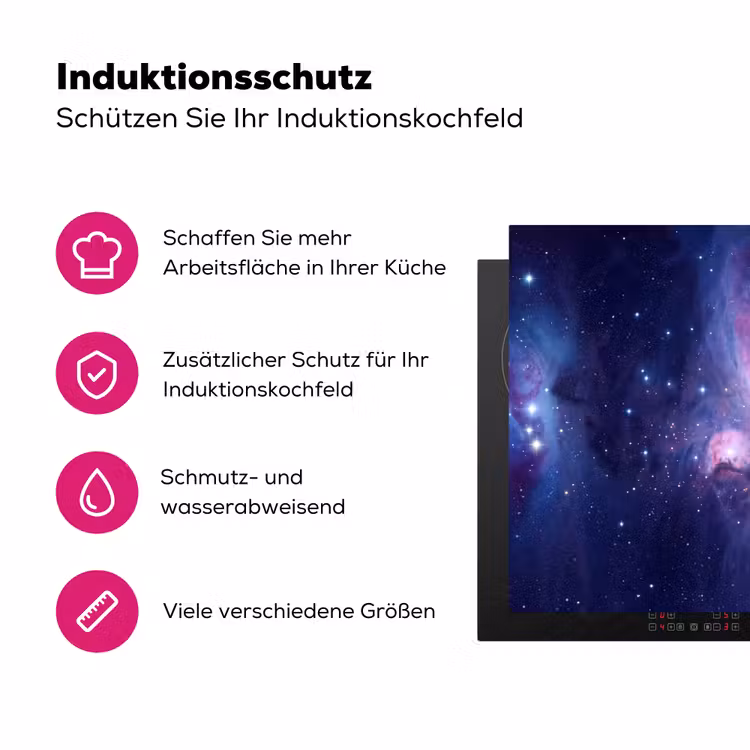Ruimte - Sterren - Kleurrijk Inductie beschermer vinyl 3mm klein -zzzzzzz-lf-ups
