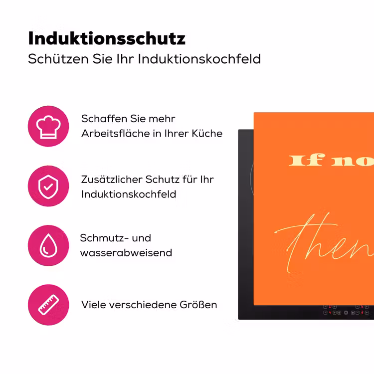 If not now then when - Oranje - Geel - Levendig Inductie beschermer vinyl 3mm klein -zzzzzzz-lf-ups