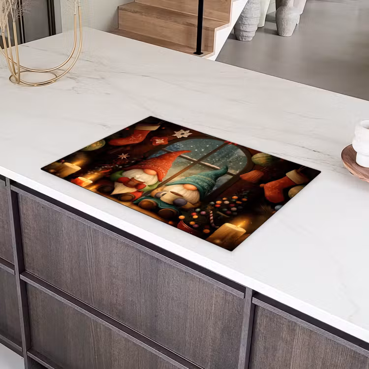 Gnooms - Kerst - Raam - Kleurrijk Inductie beschermer vinyl 3mm klein -sfeer8